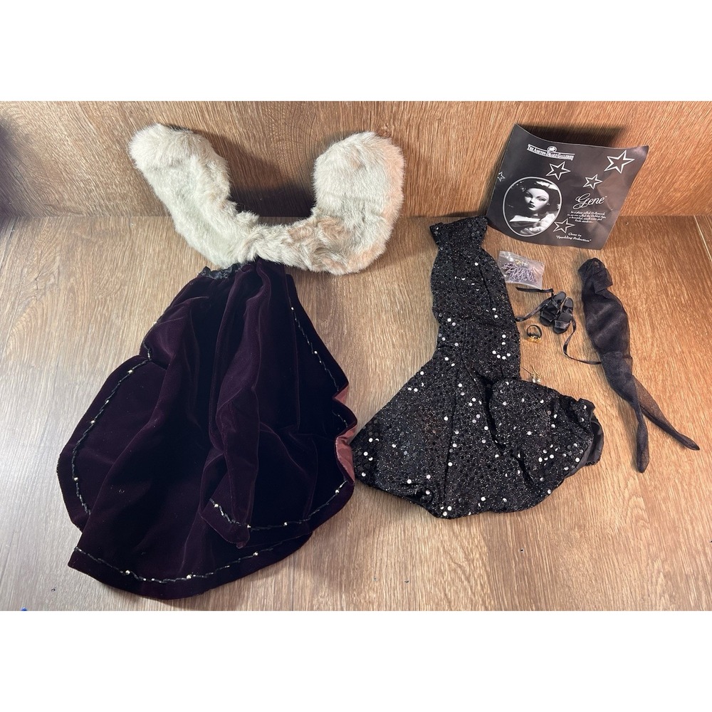 Ashton Drake Gene Marshall Sparkling Seduction Black Sequin Gown Velvet Coat Set